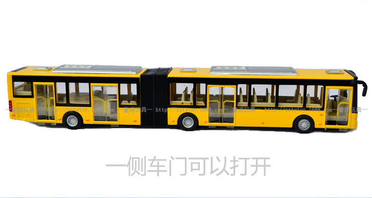 车模型-双节城市公交 GIM光荣大巴 回力合金车模型玩具声光版 69003-车模