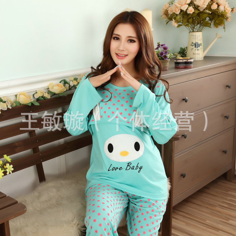 批发夏季<em>月子</em>服哺乳<em>睡衣夏纯棉</em>外出哺乳衣空调
