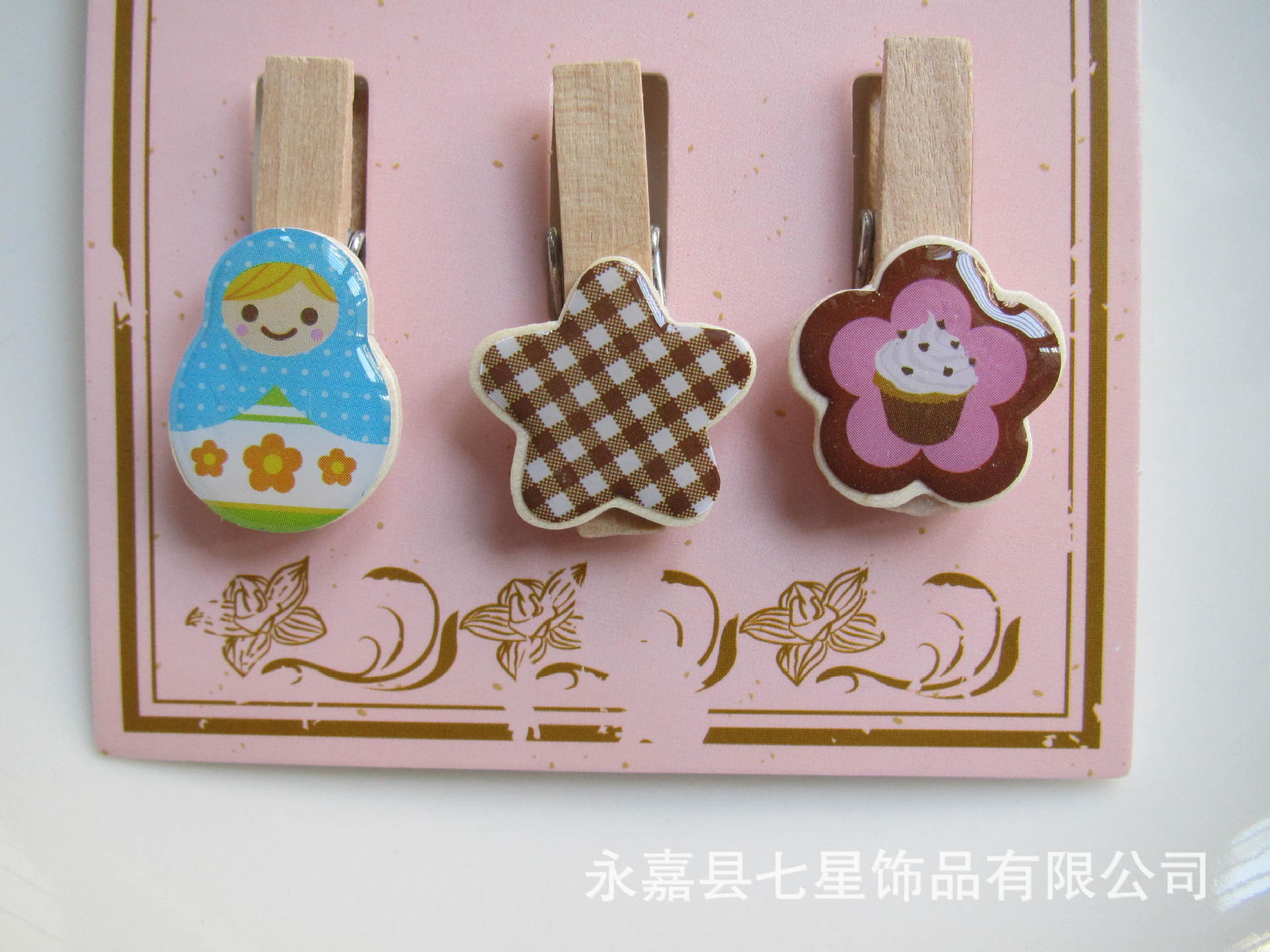 夹子-3.5cm创意滴胶木夹子,木质便签夹,卡通滴