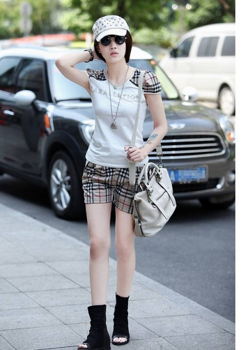 2014<em>夏季</em>新款 修身短袖<em>短裤</em>休闲套装<em>女运动套</em>