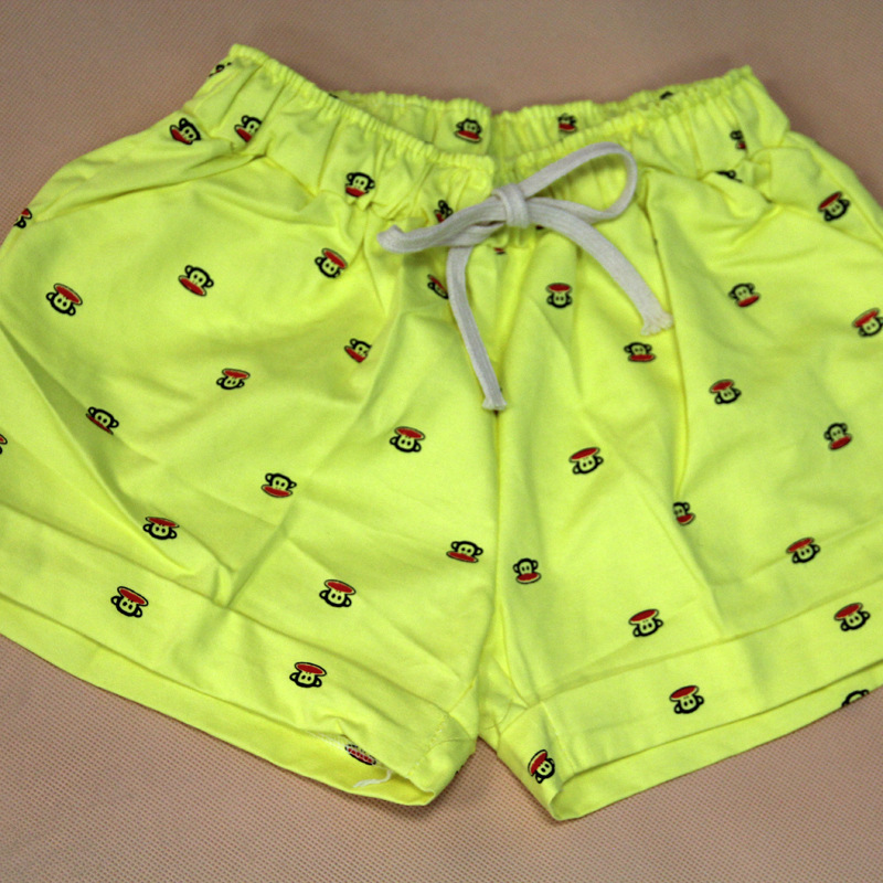 2014年新 夏季休闲<em>女短裤</em>大嘴猴印花系带松紧