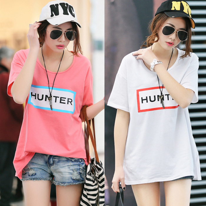 L1086中长款宽松短袖t恤夏装<em>少女装货源</em>热卖