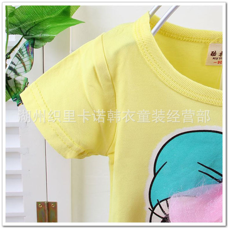 【可爱童<em>套装批发</em> <em>女童</em>唐老鸭蝴蝶结儿童短袖
