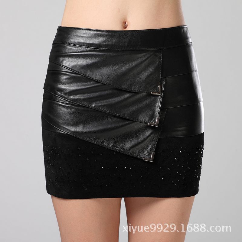 2014<em>春季女装</em>新款真皮皮裙皮<em>短裙</em>绵羊皮女半