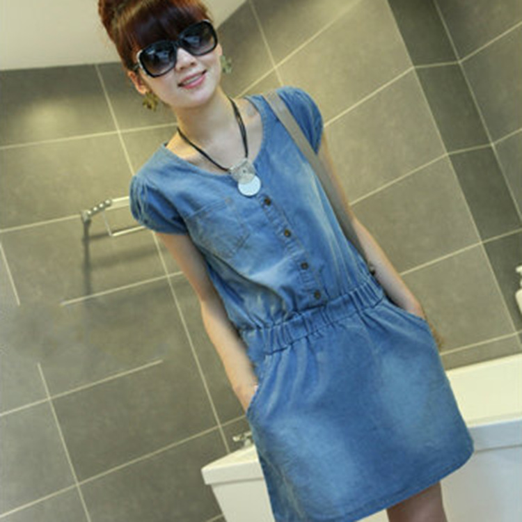 2014<em>春季新款</em>韩版<em>女装</em>简约收腰修身牛仔<em>裙</em>短