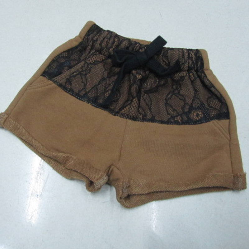 女童纯棉时尚<em>短裤 2014</em>春季新款拼接蕾丝女童