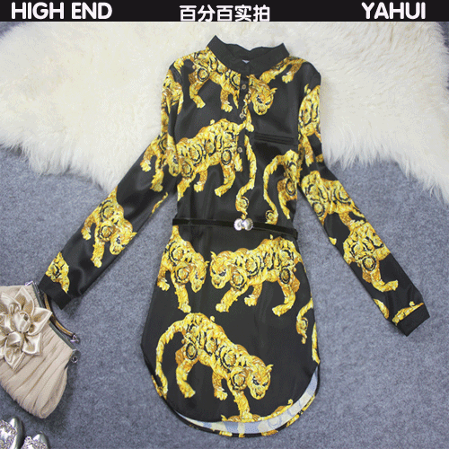 2014<em>春季</em>欧美<em>高端</em>新款<em>女装</em>小宽松真丝印花长