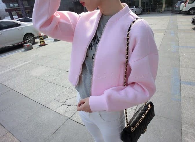 原宿风棒球服<em>女韩版</em> <em>开衫</em>韩国<em>代购</em>太空棉棒球