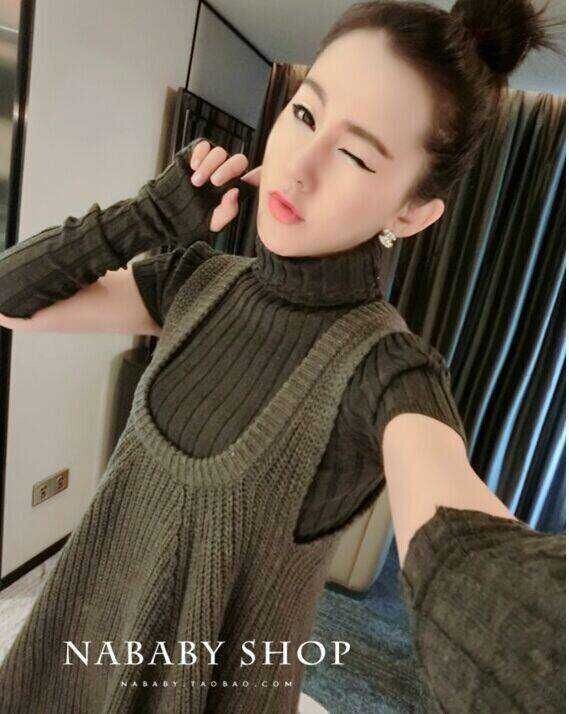 2014欧货经典<em>款时尚毛衣</em>+吊带荷叶边裙+接袖