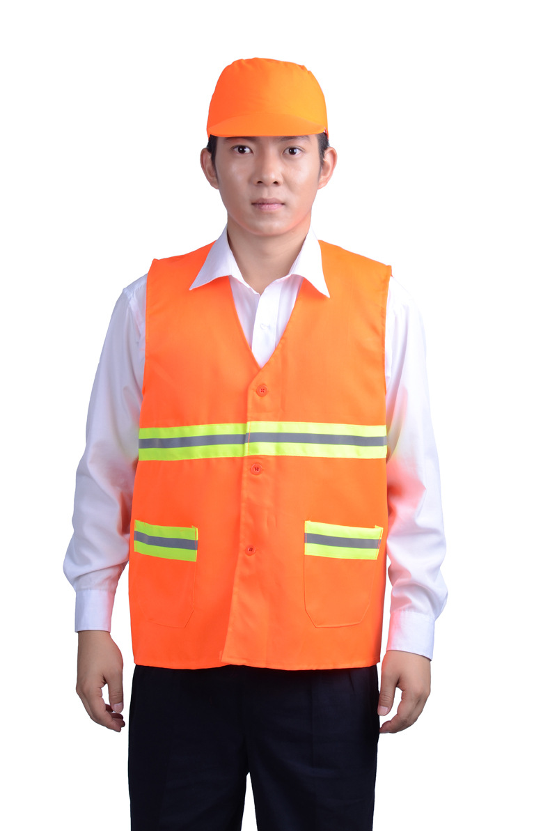 交通安全服装-桔色反光布马夹安全背心可印字