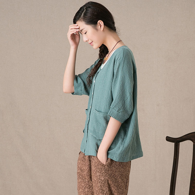 2014新款夏装文艺棉麻女装宽松大码复古纯亚