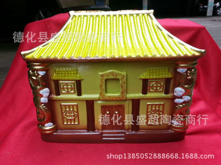 大量销售 别塑新款陶瓷骨灰盒 房屋型骨灰盒 高档骨灰盒批发