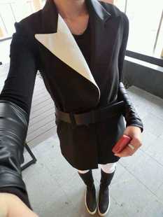 批发采购女式外套-<em>西服领长款马甲</em>配腰带批发