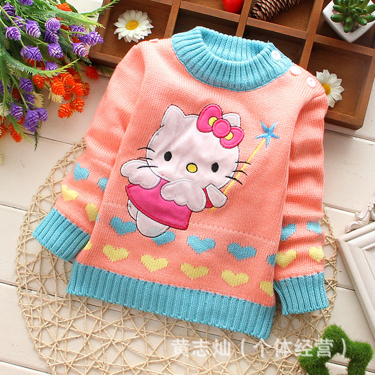 冬季新款 <em>女款</em>卡通天使猫咪保暖小童<em>童装</em>长袖