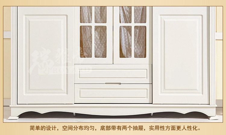 《厂家直销》 美式乡村实木趟门衣柜2.2米四门衣柜  价优