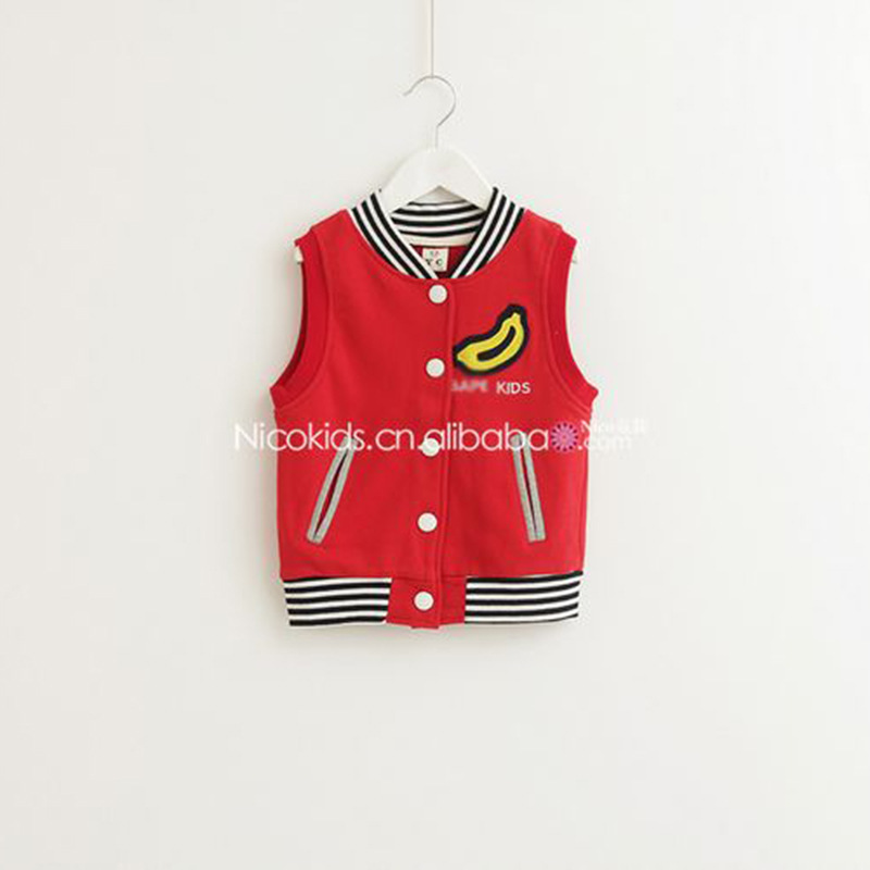 <em>儿童马甲</em>卡通外贸童装 <em>男儿童马甲</em>香蕉立领休