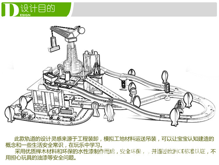 意大利原单工地运输 木80件托马斯火车轨道最热销玩具 一件代发