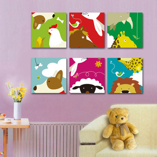动物卡通无框画客厅卧室装饰画墙画餐厅壁画背景墙挂画儿童房