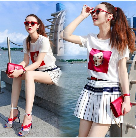 夏装新款韩版<em>明星</em>同款女装<em>时尚短裤</em>休闲女<em>短袖</em>