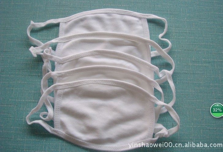 厂家直销三层纯棉口罩-防尘防护白色卫生口罩