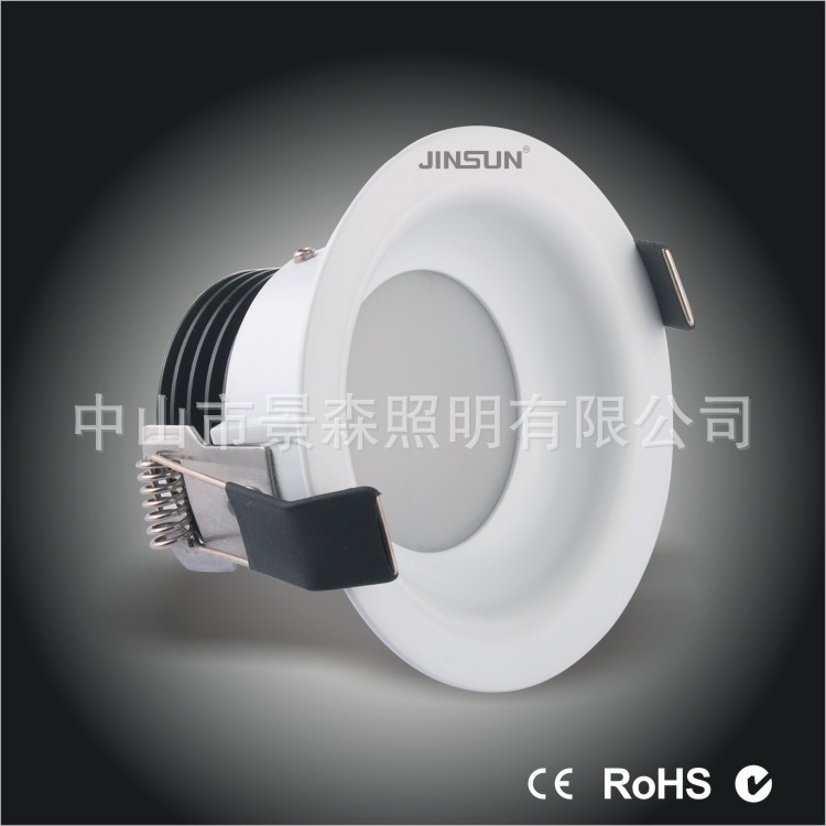 单颗仿流明LED天花灯、筒灯 普瑞品牌LED防雾筒灯 3.5寸LED筒灯 JS-D315 商照筒灯 酒店筒灯