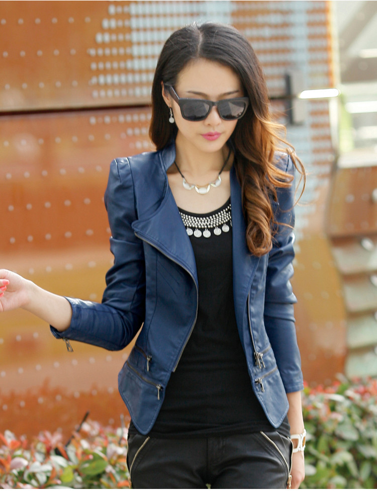 2014新装女装夹克皮衣韩版显瘦皮衣女修身PU