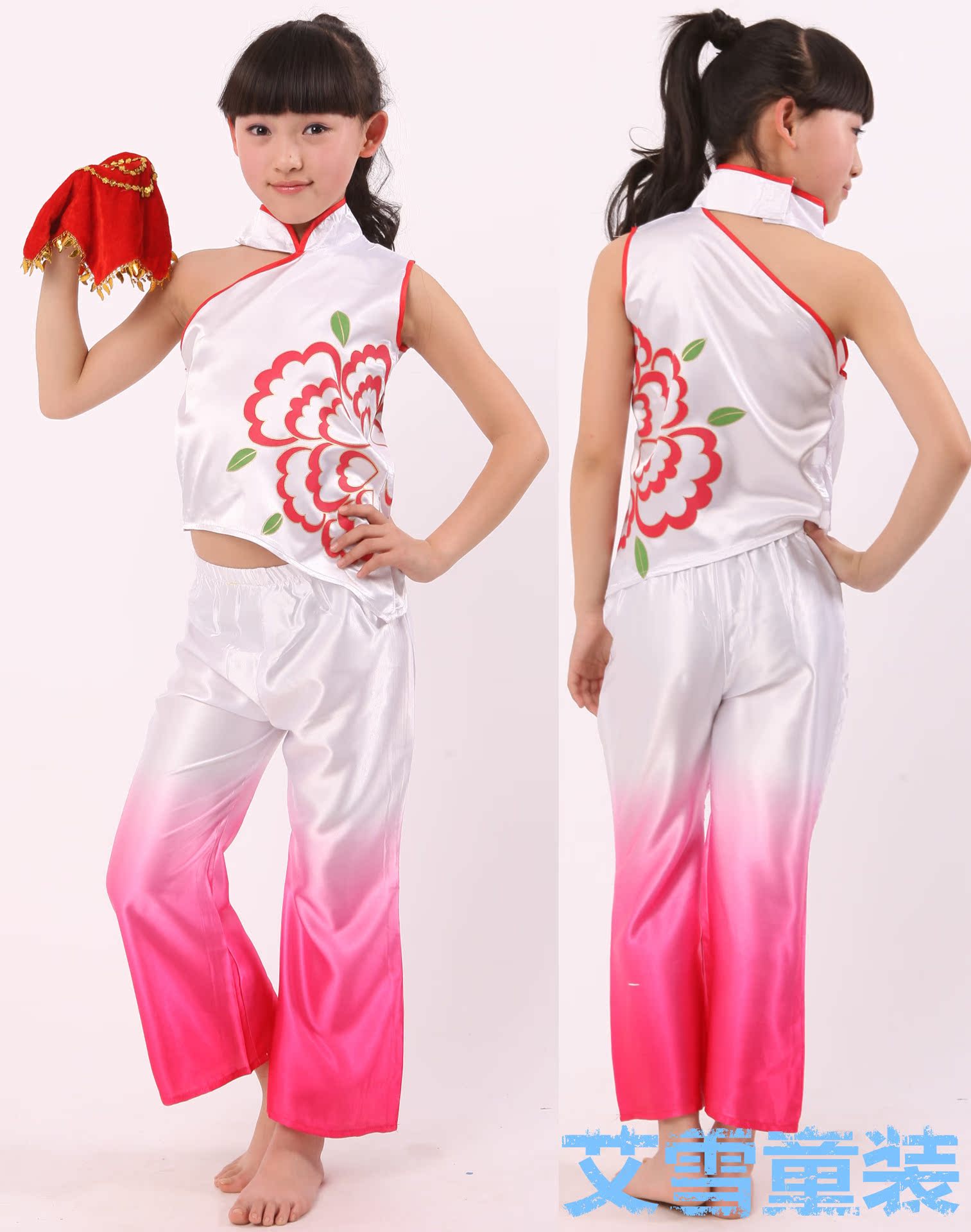 女童民族舞服装 六一儿童<em>节目表演</em>服 <em>女孩</em>旗袍