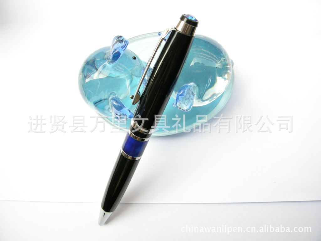 萬裏文具金屬圓珠筆--亞克力圓珠筆--高檔亞克力金屬筆-藍寶石筆