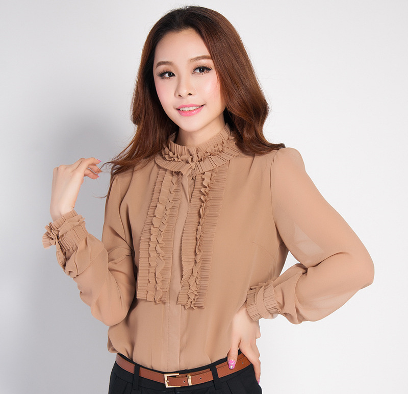 <em>新款韩国女装</em> 长袖雪纺衫春装衬衣 时尚女式衬
