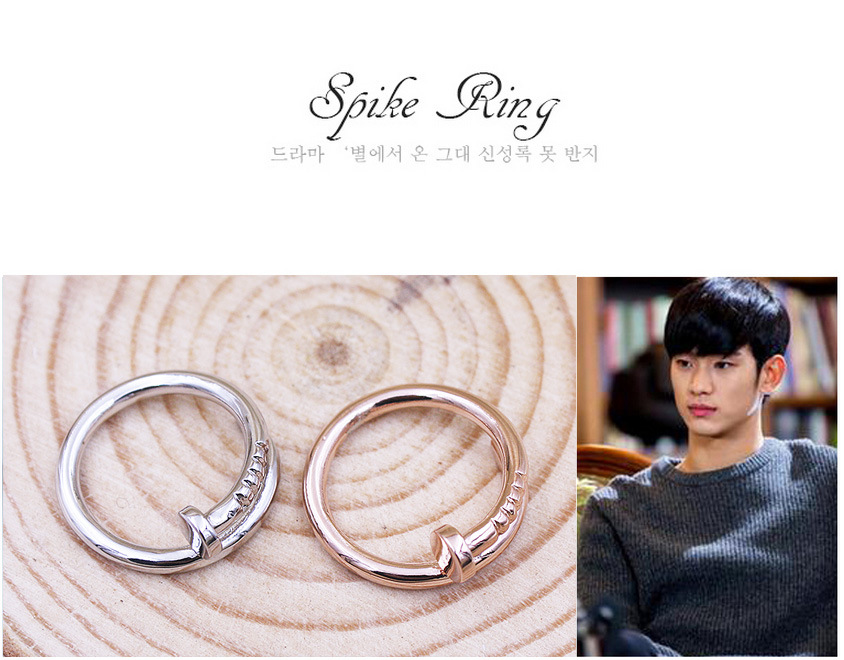 韩版来自星星的你同款指环螺丝戒指女钉子戒指925纯银饰品
