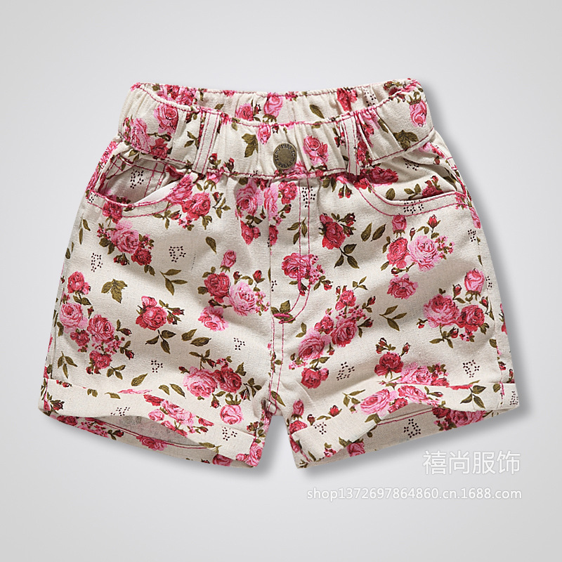 童装 夏季 2014新款女童水洗<em>印花</em>休闲<em>短裤</em> 厂家