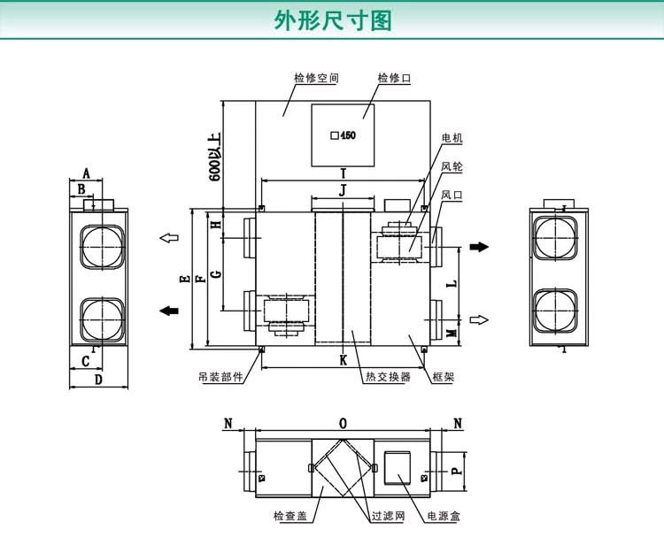 绿岛风全热交换器全热交换器qfa-d6000r办公楼室内新风系统