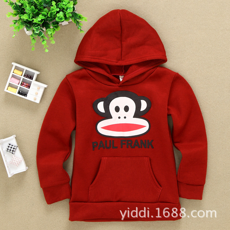 批发秋冬抓绒卫衣小猴子图低价童装地摊货源童