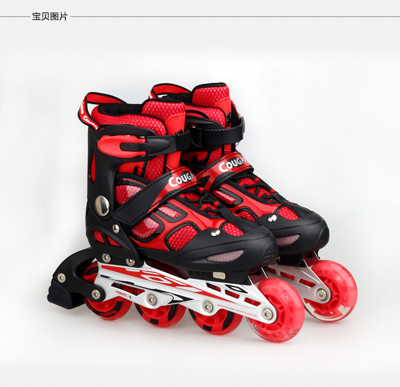 冰鞋-正品美洲狮溜冰鞋 儿童轮滑鞋套装 835L