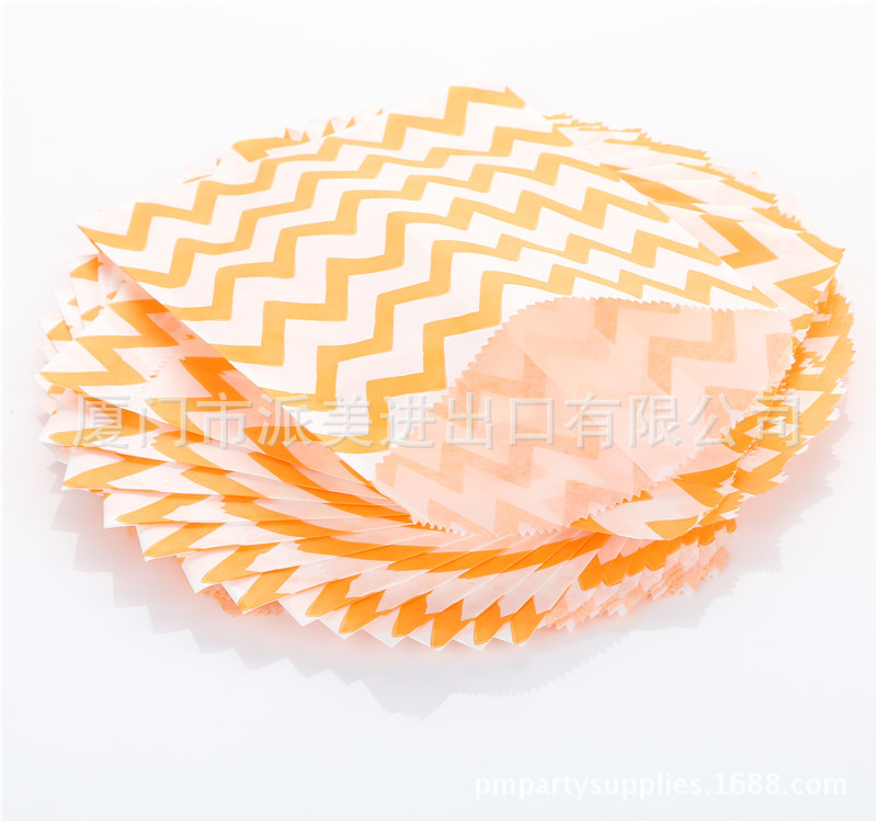 orange chevron paper bags