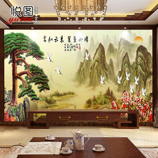 客厅电视背景墙瓷砖 现代艺术背景墙文化砖仿古砖陶瓷壁画 山水画