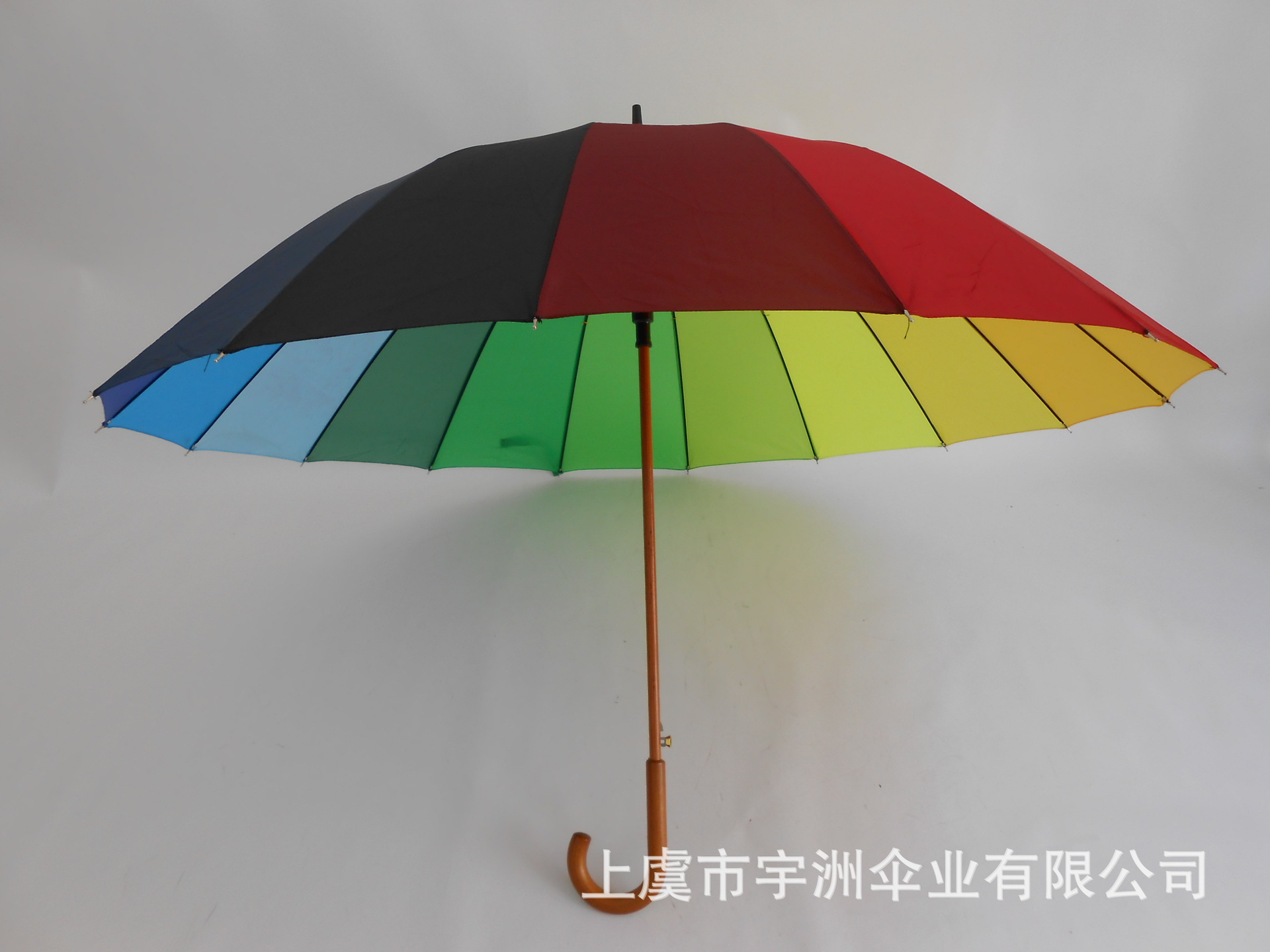【厂家直接供应彩虹伞 16骨直杆广告伞 雨伞批