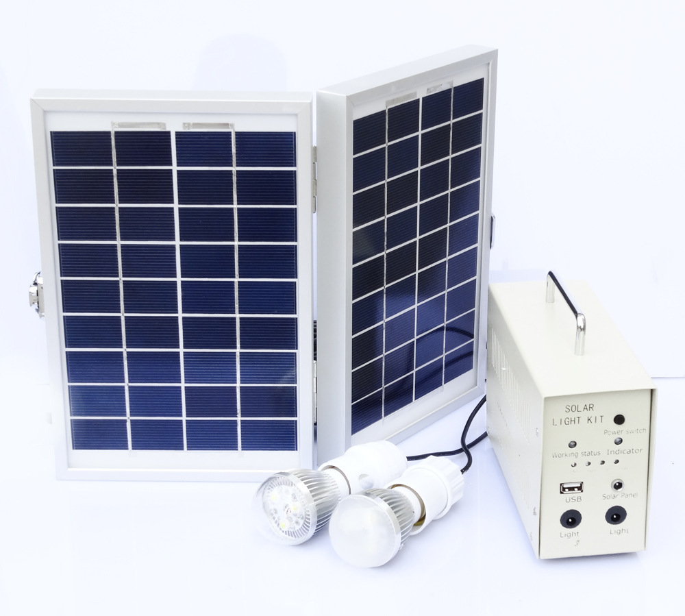 太阳能灯 10瓦太阳能供电系统 太阳能室内照明灯 太阳能灯带双球泡灯双USB