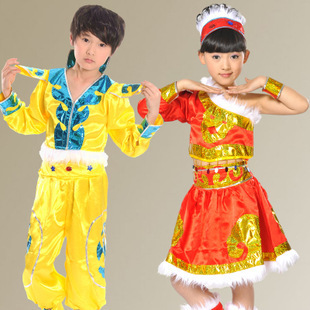 儿童民族<em>舞蹈</em>演出服装现代舞蒙古服<em>男女</em>少儿组