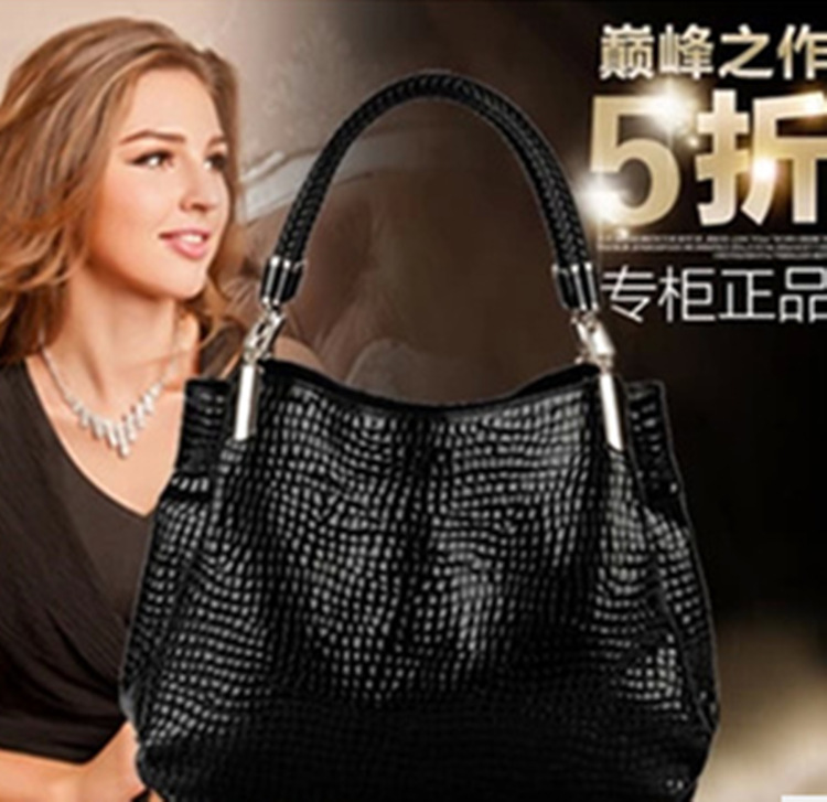 2014<em>真皮女包</em>正品<em>新款</em>欧美鳄鱼纹牛皮<em>真皮女</em>