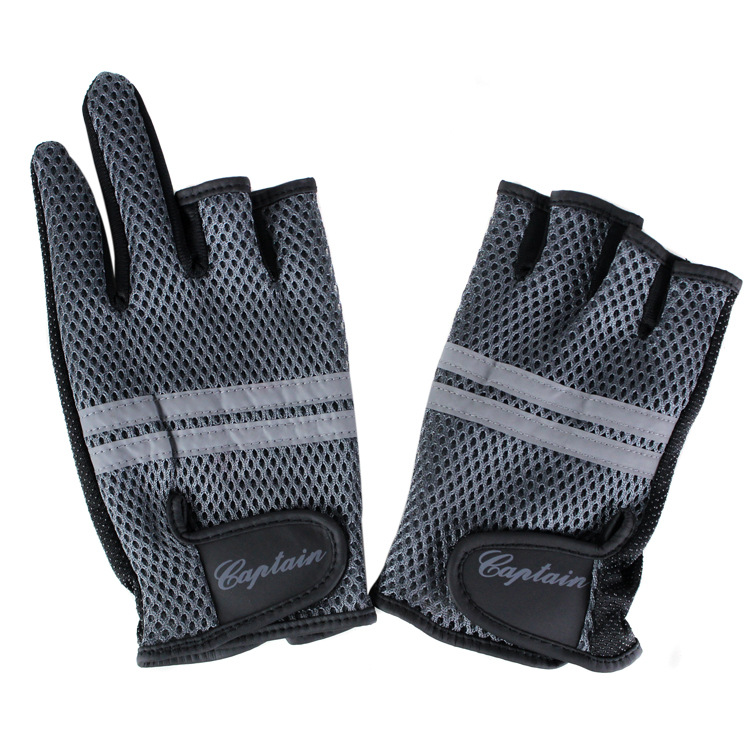 龙宝来三明治网布露三指\/露五指 钓鱼手套防晒