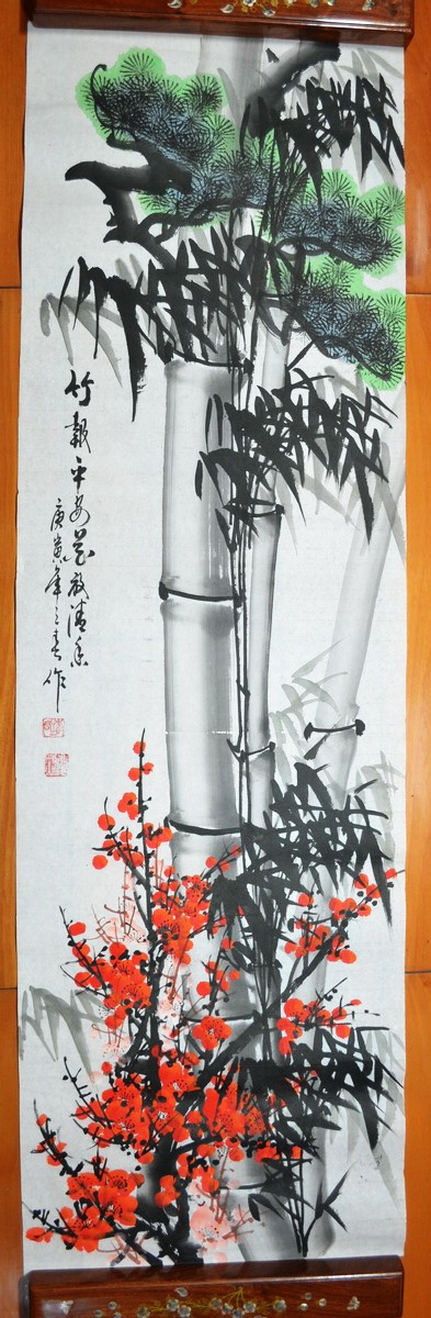 批发零售国画,松竹梅画138×34cm,编号78-3