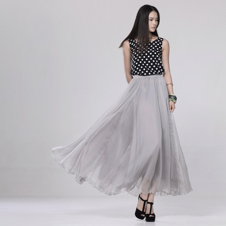 春装新款2014春秋半身裙倾乔纱雪纺长裙纱裙