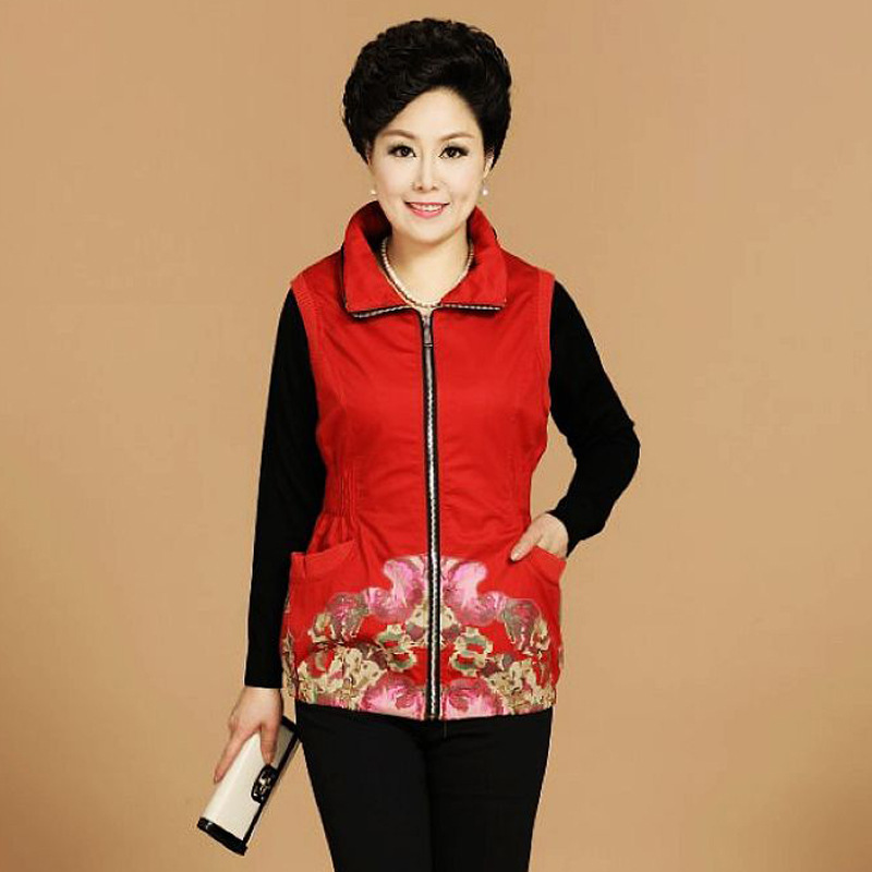 特价2014中老年女装秋款 印花<em>女式马甲背心</em>休
