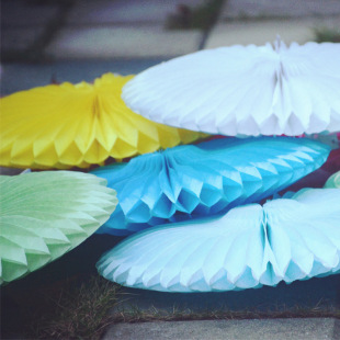 25cm 白色 纸花扇,蜂窝纸扇,翻花,折纸装饰品, paper fan