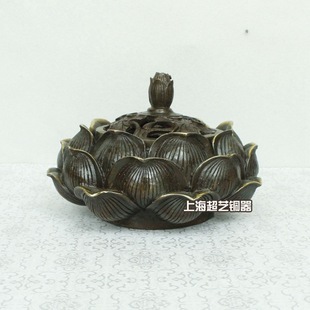 开光纯铜莲花香炉仿古铜香炉摆件金属工艺品佛具用品厂家直销