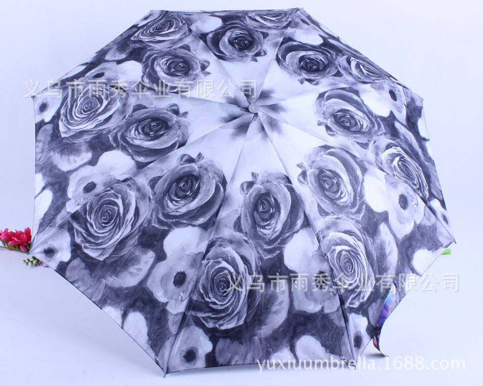 雨秀 三折印花伞 热转印伞 雨伞现货批发