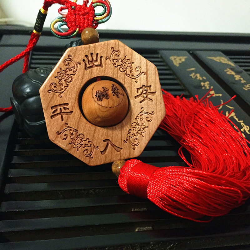 迎心堂车载汽车挂件 时来运转 桃木车挂 木质工艺品厂家批发定做