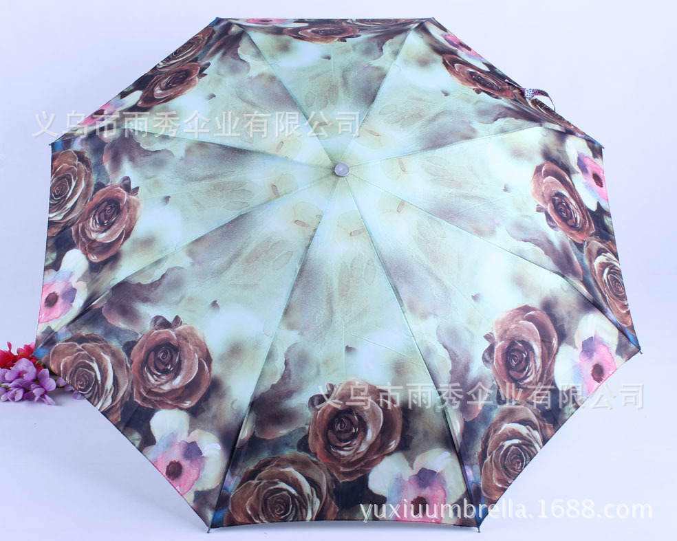 雨秀 三折印花伞 热转印伞 雨伞现货批发