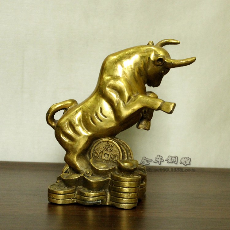 纯铜生肖牛风水摆件 16cm大号生肖牛黄铜材质 属牛吉祥物